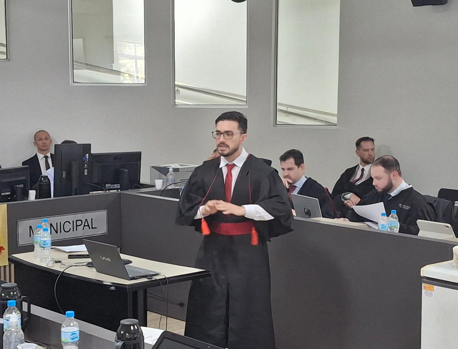 Promotor de Justiça Rafael Baltazar Gomes dos Santos no Tribunal do Júri
