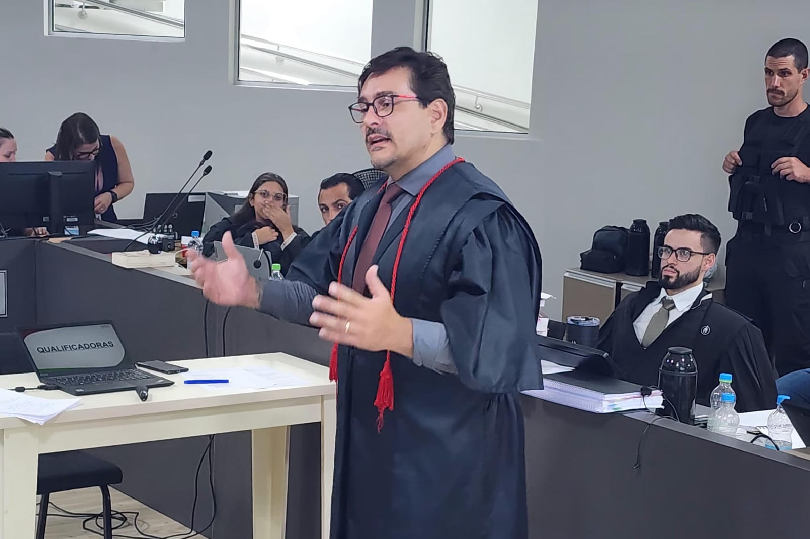 O Promotor de Justiça Felipe de Oliveira Neiva atuou no Júri. Foto: Rádio Capinzal
