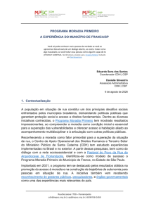 Relatório Programa Moradia Primeiro - Município de Franca