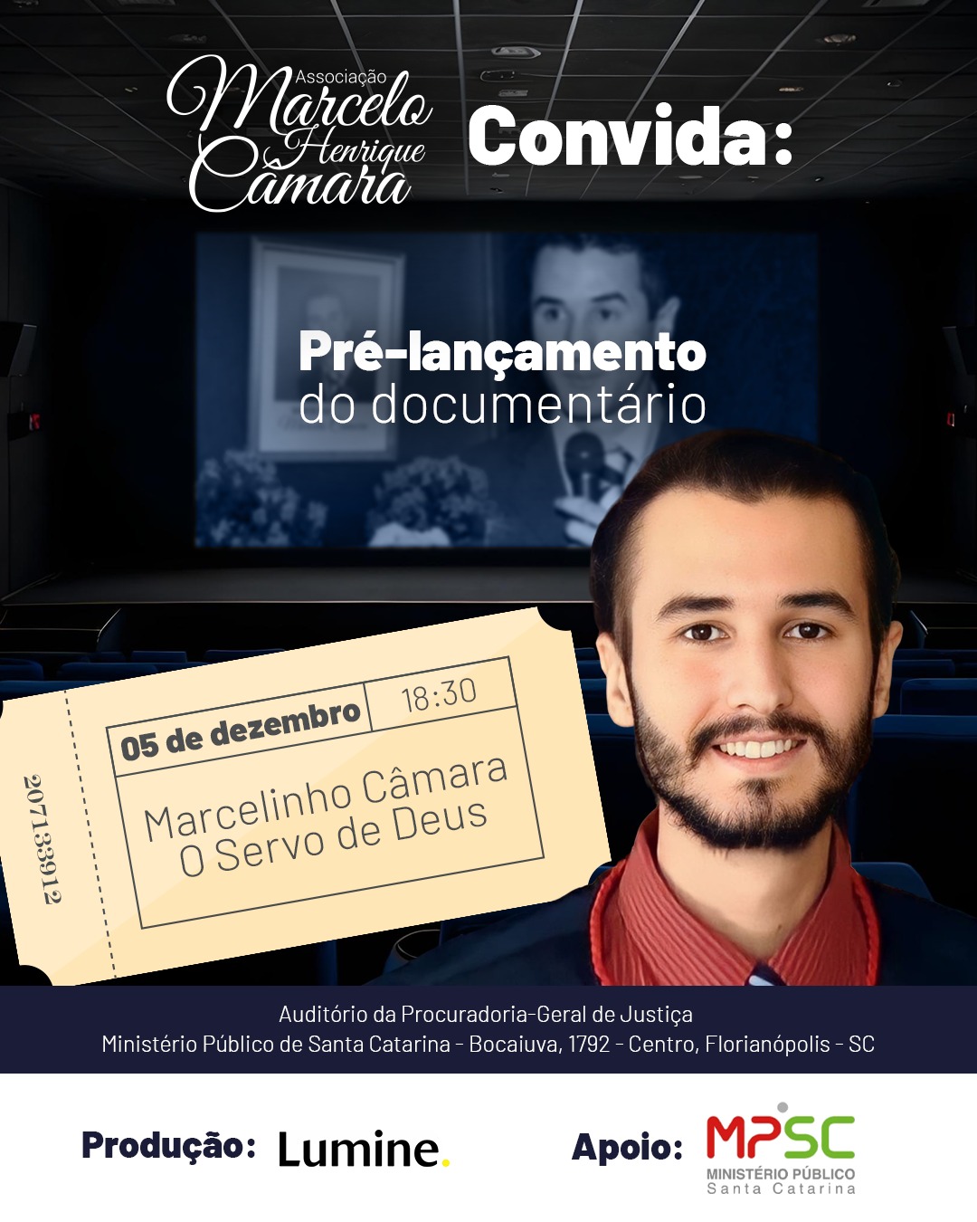 AVISO DE PAUTA: Pré-lançamento de documentário sobre Promotor de Justiça em processo de canonização será realizado no MPSC